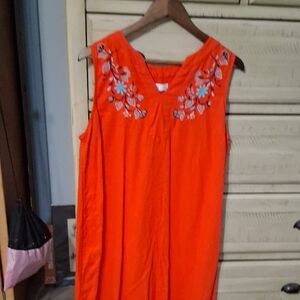 Croft & Barrow Orange Floral Embroidered Top